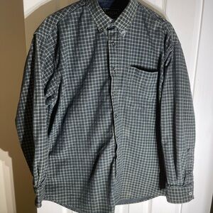 Haggar Corduroy Black Flannel Button Up Large Heavy Lined Y2K Hobo Street